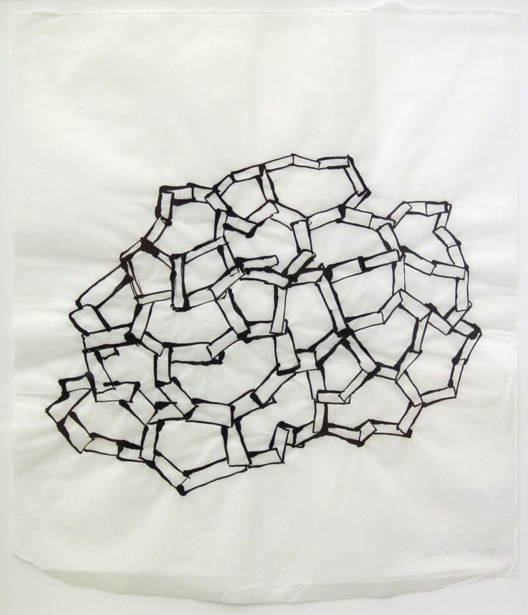 Click the image for a view of: Marcus Neustetter. Searching Form II. 2013. Ink on chinese paper. 640X560mm framed